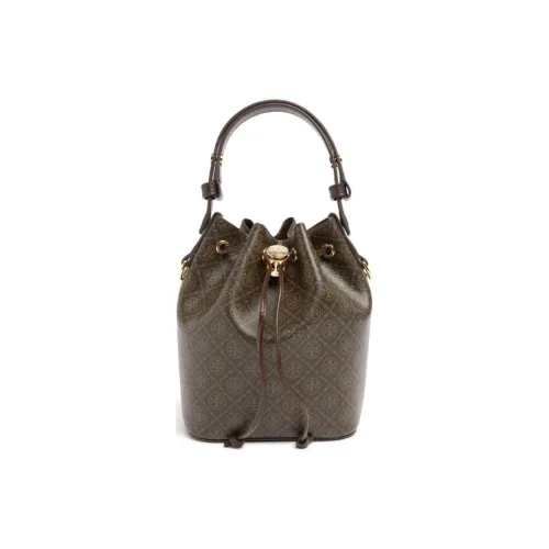 TORY BURCH T Monogram Синтетическая кожа Ведрообразная сумка Сумка через плечо Мини сумка Женская Черный Кофейный