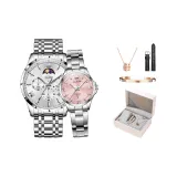 Стальной браслет, натуральный белый + стальной браслет, розовый [Корона, коробка]