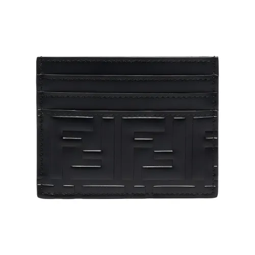FENDI Кожа Держатель для карт кошелек Унисекс Черный