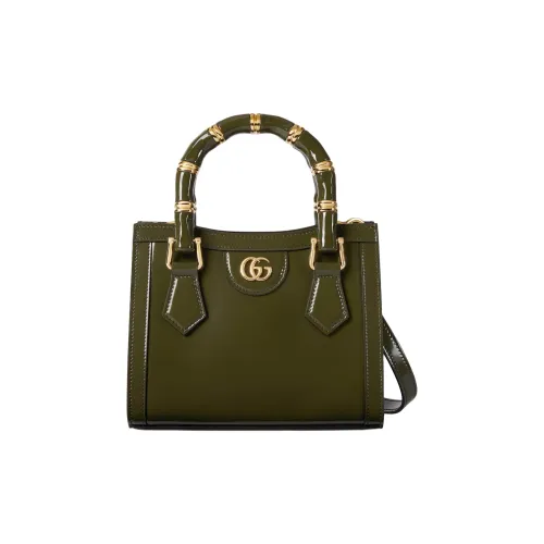 GUCCI Diana Полированная кожа Одно плечо Сумка Мини Женская Лесной зеленый