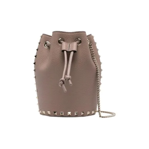 Valentino Rockstud Телячья кожа Ведрообразная сумка Сумка через плечо Стандартная Женская Умбра