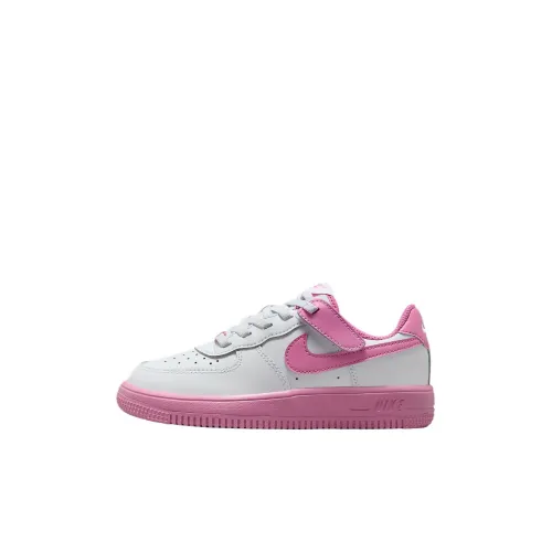 Nike Air FORCE 1 Slip-on Устойчивый к истиранию Низкий Топ Скейтбординг Белый Magic Flamingo Детский