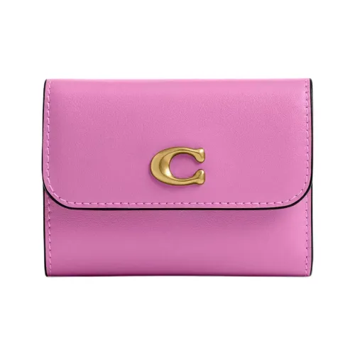 COACH Essential Утонченный Телячья кожа Кошелек Мини Женские Латунь Фуксия