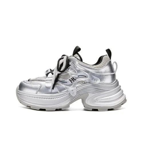 HR Low Топ Толстая подошва Кроссовки Женские Серебряные