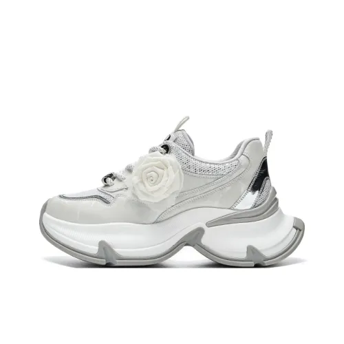 HR Low Топ Толстая подошва Кроссовки Женские Белые Серые