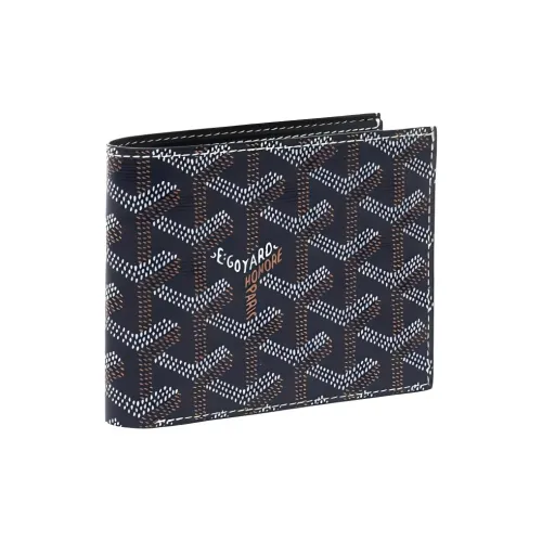 GOYARD Canvas Leather Wallet Small Unisex Marine Blue