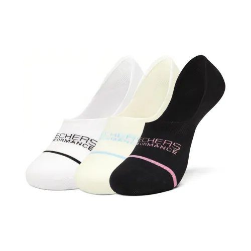 Skechers 3 шт Ярко-белый/Винтажный белый/Черный/04BX Унисекс No Show Носки