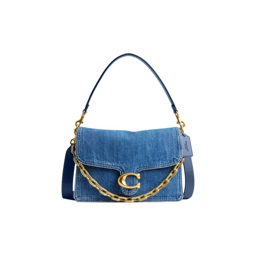 COACH Tabby Denim Сумка через плечо Большая Женская Латунь и Темно-синий