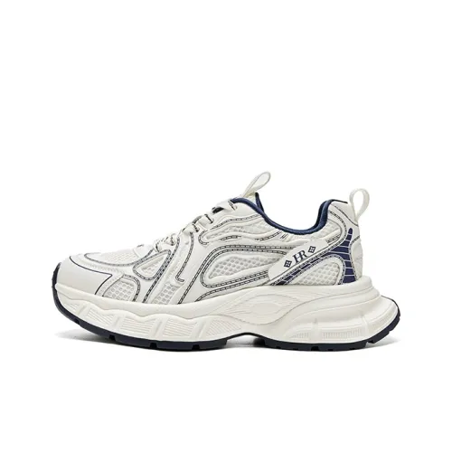 HR Устойчивый к истиранию Низкий Топ Кроссовки с Толстой Подошвой Женские Белые Синие