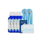 4 бутылки (включает 180 мл портативный ополаскиватель для рта + 10 полосок ополаскивателя для рта + 2 зубные щетки)