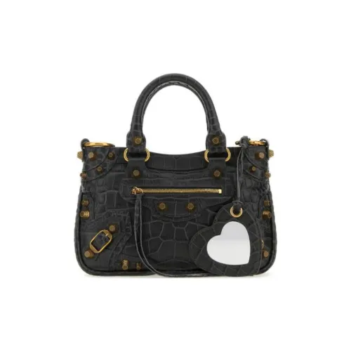 Balenciaga Neo Cagole Телячья кожа Одно плечо Сумка Маленькая Женская Угольно-серый