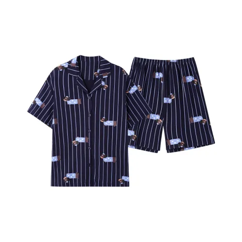Gongdie Пижамный комплект унисекс темно-синий