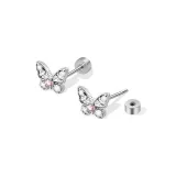 1 пара - Серьги "Бабочка" белого цвета Starry