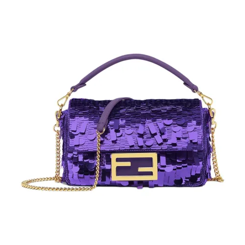FENDI Baguette Блестки Одно плечо Сумка Мини Женская Фиолетовая