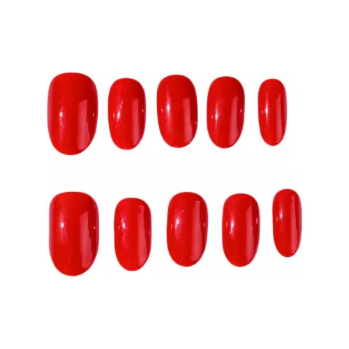 XUJING Ангора Красный Однотонный Осветляющий Премиум Ручной Работы Элегантный Ногти Искусство 19 мм Короткий ЛАДЬЕР Овальный