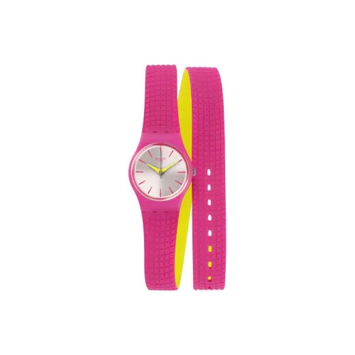 Swatch Quartz Механизм Женские часы 31,4 мм Серебристый циферблат Пластиковый корпус Часы силиконовый ремешок