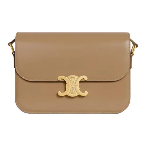 CELINE Triomphe Коровья кожа Сумка через плечо Женская Дымчатый Коричневый