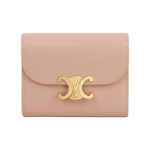 CELINE Triomphe Коровья кожа Кошелек Маленький Женский Персик