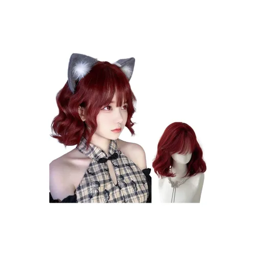 YOSEE [Little Witch] Красная парик для женских коротких волос JK Короткая завитая пряди из шерсти заколка для волос