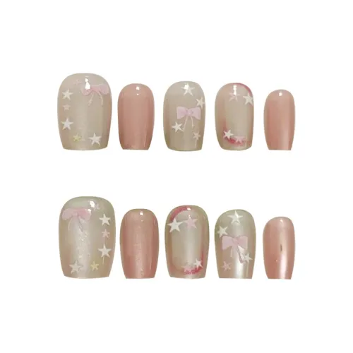 MAXFINE False Nail Короткий Квадрат Ледяной Прозрачный Градиентный Бант 14mm 10 шт