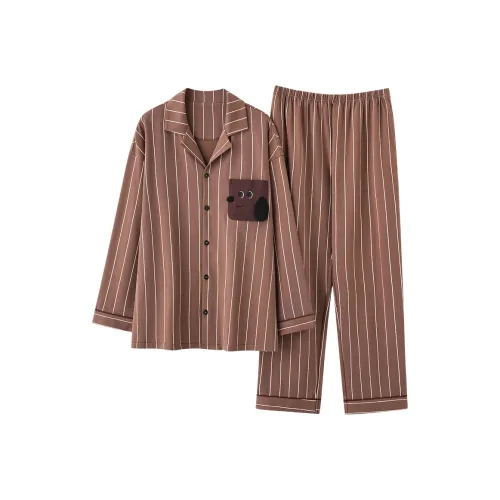 Chun Xi Pajama Комплект Мужской Коричневый Абрикосовый Цвет