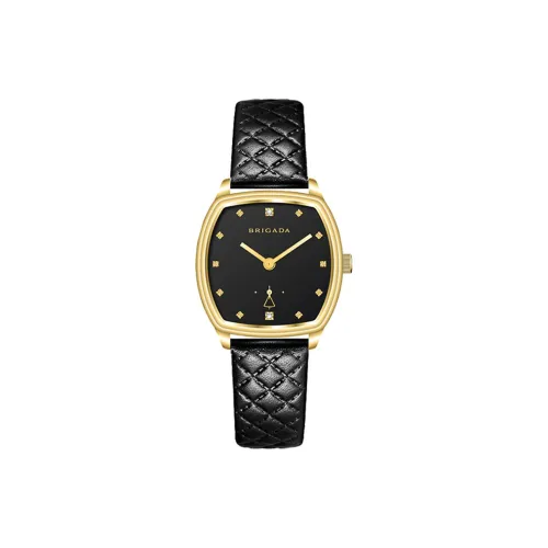 BRIGADA Кварцевый механизм кожаный ремешок из коровы женские часы черный циферблат