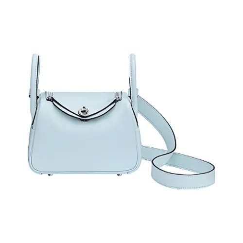 HERMES Lindy Swift Кожа Портативный Сумка через плечо Мини Женская T0 BLEU Brume Пыльно-голубой
