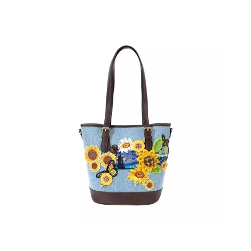 BILING ПУ (полиуретан) Корзинка-сумка Сумка на плечо Большая Женская Светло-синяя