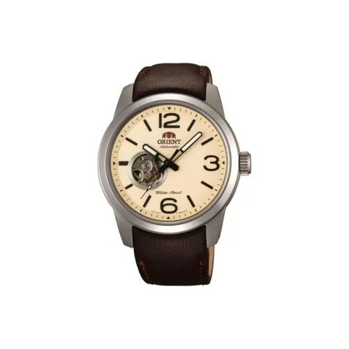 ORIENT Автоматический Механический Механизм Кожаный Ремешок Часы 42 мм Мужские Часы Кофейный Циферблат Часов