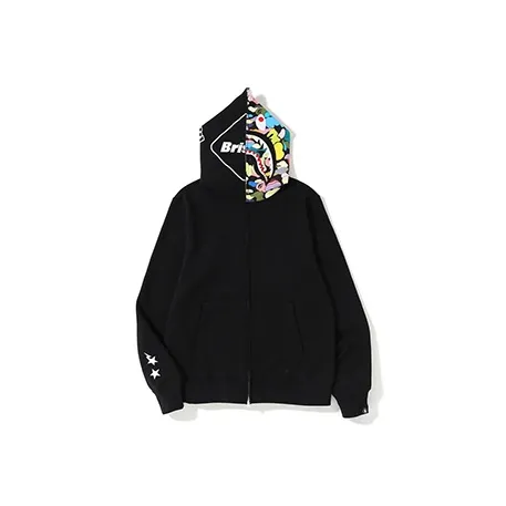 A BATHING APE x FCRB Shark Full Zip Hoodie Толстовка Мужской Черный