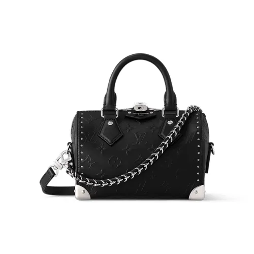 LOUIS VUITTON Speedy Коровья кожа Одно плечо Сумка Женская Черная