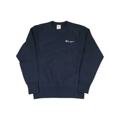 Champion Круглый вырез Стандартный Свитшот Американская версия Унисекс Темно-синий