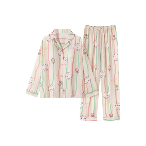 WANANNI Пижамный комплект женский розовый зеленый