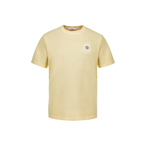 Stone Island Кремовый Желтый Мужская T-Рубашка
