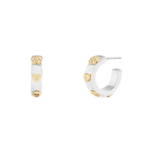 COACH Латунь с покрытием CUBIC Циркон Стекло Титан Серьги Женские Золото