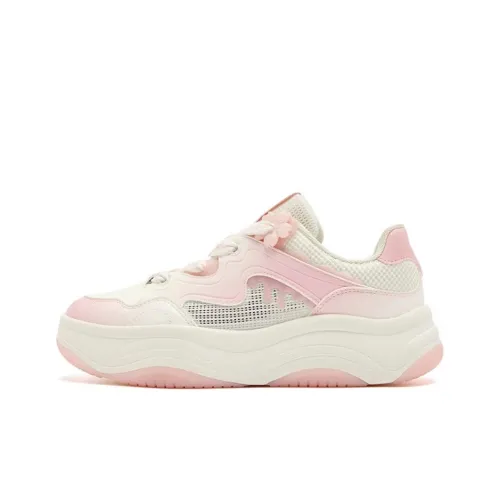 QIAODAN Slip-resistant Shock Absorbers с устойчивостью к истиранию Низкие кеды для скейтбординга Женские Розовые Белые