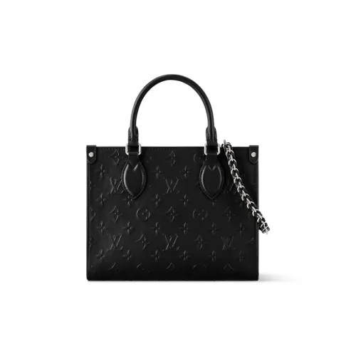 LOUIS VUITTON ONTHEGO Корова Кожа Тоут Сумка Сумка для покупок Сумка через плечо Сумка Маленькая Женская Черная