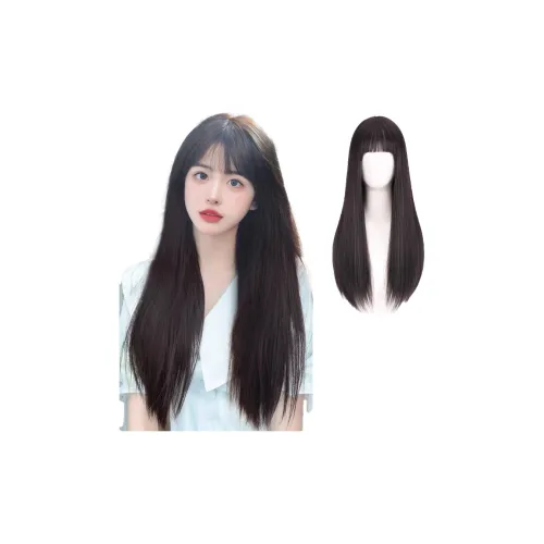 MUYAN Симулированные Волосы Fuchun Черный Длинный Прямые Полный Топ Часть Перукос Комплект для Женщин с Длинными Прямыми Волосами