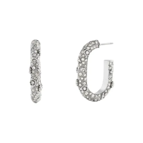 COACH Латунь с покрытием стекло серьги CUBIC с цирконием женский серебряный