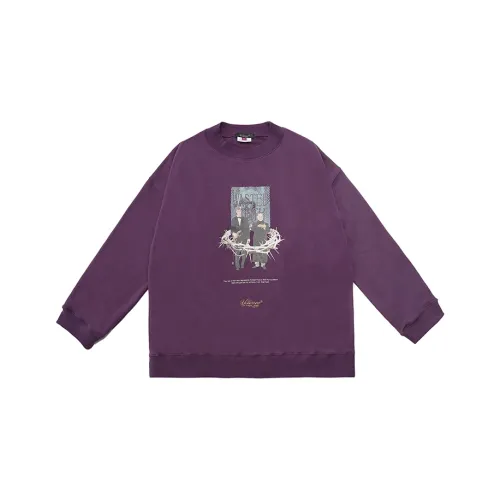 UNVESNO Круглый вырез Свободный крой Стандартный Свитшот Унисекс Фиолетовый