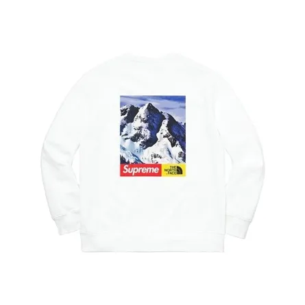 Supreme x The North Face Collaboration Collection TNF Collaboration Collection FW17 Mountain Crewneck Sweatshirt White