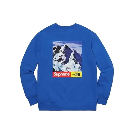 Supreme x THE NORTH FACE FW17TNF Коллаборационная коллекция Гора Crewneck Толстовка Royal Толстовка Unisex Синий