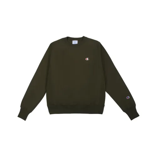 Champion Круглый вырез Стандартный Свитшот Американская версия Унисекс Армейский зеленый