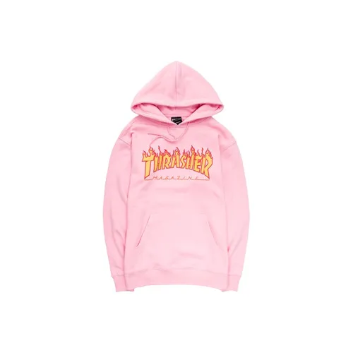 Thrasher С капюшоном Стандартный Свитшот Японская версия Унисекс Розовый