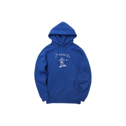 Thrasher С капюшоном свободный крой стандартный толстовка США унисекс синий