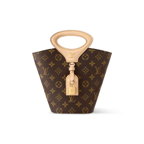 LOUIS VUITTON Покрытый холст ведрообразная сумка одно плечо маленькая женская коричневый