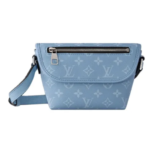 LOUIS VUITTON Impulse Monogram Покрытый холст с Taiga коровья кожа Кошелек Сумка через плечо Стандартная Мужская Небесно-голубая