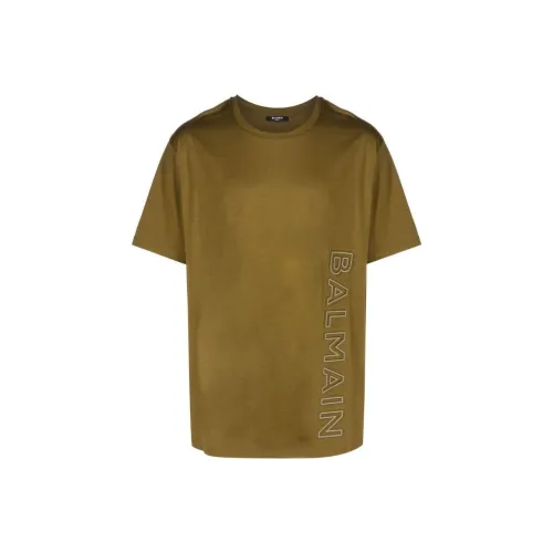 BALMAIN Оливковые Мужские T-рубашки