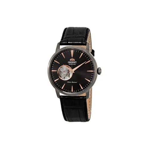 ORIENT Автоматический Ручной Механизм Кожаный Ремешок Часы Мужские Черный Циферблат