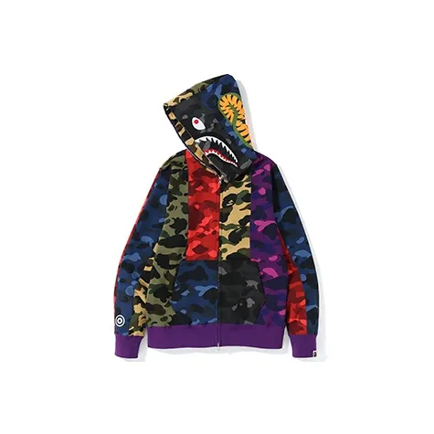 A BATHING APE Shark Series BAPE MIX CAMO CRAZY Shark FULL ZIP HOODIE Sweatshirt Unisex Beggar Shark